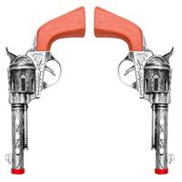 Boland Pistool/revolver - 2x - zilver - 20 cm - kunststof - western thema - verkleedaccessoire
