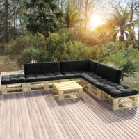 vidaXL 6-delige Loungeset pallet met kussens groen geïmpregneerd hout - thumbnail