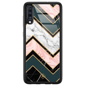 Samsung Galaxy A50 glazen hardcase - Marmer triangles