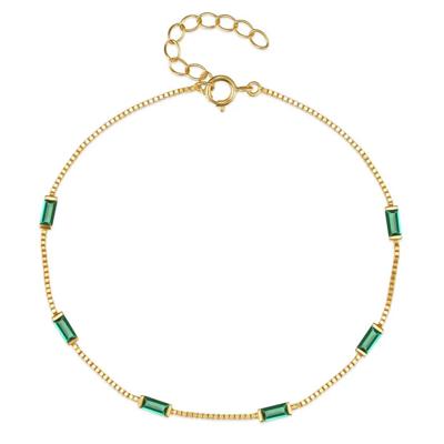 Elenza Goudkleurige Armband met Groene Stenen in 925 Sterling Zilver
