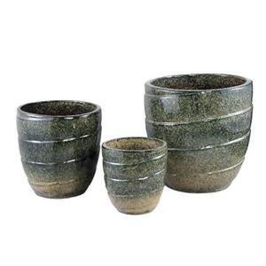 PTMD Bloempot Brennen - 43x43x44 cm - Keramiek - Groen - Set van 3