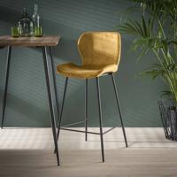 Davidi Design Ela Goud Velvet Barstoel set van 4