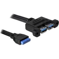 DeLOCK 82941 USB-kabel 0,5m blauw pinheader 19pins / 2x USB3.0 female - thumbnail