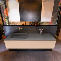 Badkamermeubelset Mondiaz Erin 150 cm met 2 Lades met RIDGE Wastafel Links Dark grey Zonder Kraangaten Greeploos Mat Rosee Badkamermeubelset Mondiaz Erin 150 cm met 2 Lades met RIDGE Wastafel Links Dark grey Zonder Kraangaten Greeploos Mat Rosee