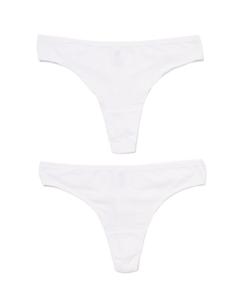 HEMA Dames Strings Stretch Katoen - 2 Stuks Wit (wit)