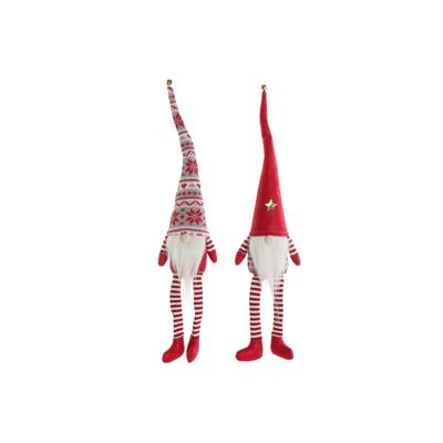 Kerstversiering DKD Home Decor Wit Rood Kabouter 10 x 7 x 57 cm (2 Stuks)