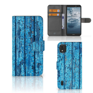 Nokia C2 2nd Edition Book Style Case Wood Blue
