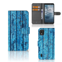 Nokia C2 2nd Edition Book Style Case Wood Blue - thumbnail