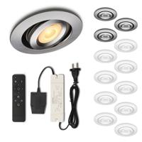 Set LED-inbouwspot met afstandsbediening Piccolo zilver 3W dimbaar 1-12 stuks
