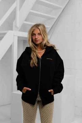 Initial Zip Hoodie Dames Black
