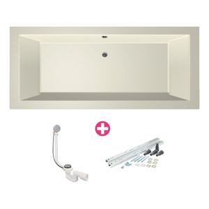 Ligbad Xenz Society | Inbouw | 175x80 cm | Incl.Badafvoer | Met overloop | Acryl | Pergamon glans