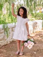 Uitlopende jurk met ruches wit