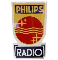 Dubbelzijdig Philips Radio Vintage Emaille Bord - 92 x 53cm Dubbelzijdig Philips Radio Vintage Emaille Bord - 92 x 53cm