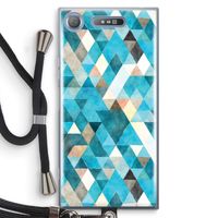 Gekleurde driehoekjes blauw: Sony Xperia XZ1 Transparant Hoesje met koord