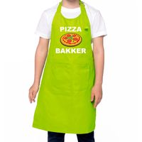 Pizza bakker schort/ keukenschort groen voor jongens en meisjes - Bakken met kinderen - thumbnail