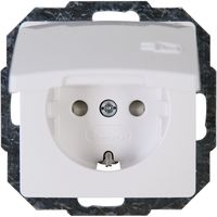 KOPP - Wandcontactdoos met Deksel - Paris HK05 - Inbouw - 1-voudig Enkel Stopcontact - Randaarde - Kinderbeveiliging - Arctic Glans Wit