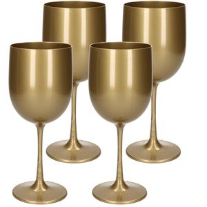 4x stuks onbreekbaar wijnglas goud kunststof 48 cl/480 ml