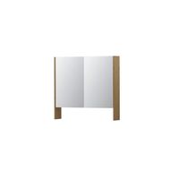 INK SPK3 Spiegelkast - 80x14x74cm - 2 deuren - dubbelzijdige Spiegel - open planchet - schakelaar en stopcontact - MDF Fineer Natur 1110121