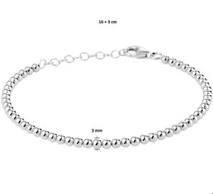 Armband Bolletjes zilver 3,0 mm 16 + 3 cm