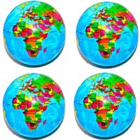 Stressbal - 8x - wereldbol/globe - foam - 6 cm - antistress