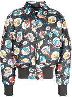 Moschino graphic-print bomber jacket - Gris - thumbnail