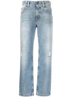 Palm Angels distressed-effect straight-leg jeans - Bleu - thumbnail