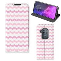 Motorola One Zoom | Hoesje met Magneet | Waves Roze Motorola One Zoom | Hoesje met Magneet | Waves Roze