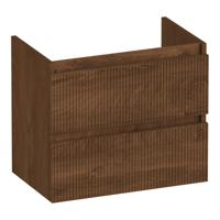 Brauer Joy Wavy - Onderkast Ondiep - 60 cm - met 2 Softclose Lades Greeploos en 1 Sifon Uitsparing - Forest Cacao