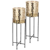 Set van 2x stuks plantenpot goud op metalen standaard - 45 cm hoogte