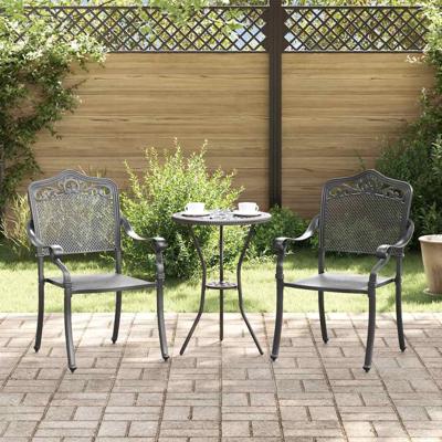 Tuinstoel 2 pcs Zwart 55 x 56.5 x 91cm Aluminium