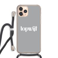 Topwijf Grijs Wit: iPhone 11 Pro Max Transparant Hoesje met koord