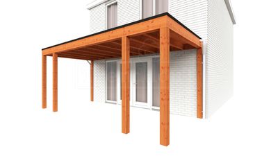 Trendhout Aanbouwveranda Modena 570x300 cm- Plat dak- Hout- Trendhout