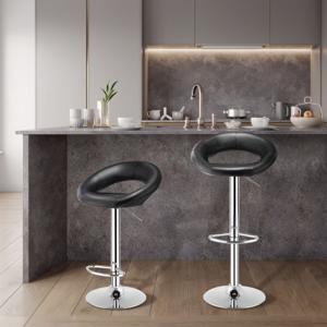 Set van 2 Moderne Barkrukken in Hoogte Verstelbaar 360° Draaibaar Anti-Slip Basis Leren Counter Height Kruk voor Thuis Restaurant Café