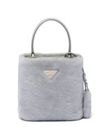 Prada mini sac Panier en peau lainée - Gris