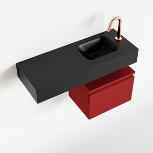 Toiletmeubel Mondiaz Andor | 80 cm | Meubelkleur Fire | Lex vrijhangend wastafel Urban Rechts | 1 kraangat