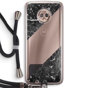 Zwart marmer: Motorola Moto G6 Transparant Hoesje met koord
