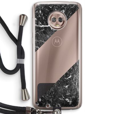 Zwart marmer: Motorola Moto G6 Transparant Hoesje met koord