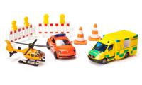 Siku cadeauset reddingsteam VW Kever-ambulance Mercedes-ambulance helikopter kunststof/metaal veelkleurig inclusief 2 vekeersbakens en 2 -kegels - thumbnail
