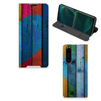 Sony Xperia 5 III Book | Wallet Case | Wood Heart - Cadeau voor je Vriend Sony Xperia 5 III Book | Wallet Case | Wood Heart - Cadeau voor je Vriend