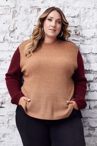 Ulla Popken gebreide colourblocking pullover - Grote Maten