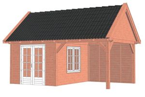 Buitenverblijf Zadeldak XL 635x440 cm - Combinatie 1- Zadeldak- Onbehandeld lariks Douglas hout- Trendhout