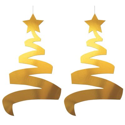 2x stuks hangdecoratie kerststerren 70 cm