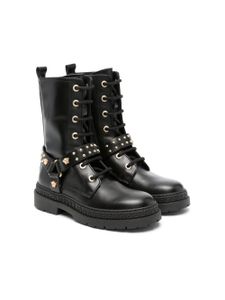 Versace Kids bottines en cuir Medusa - Noir