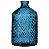 Bloemenvaas Scubs Bottle - blauw geschubt transparant - glas - D18 x H31 cm - Fles vazen - thumbnail