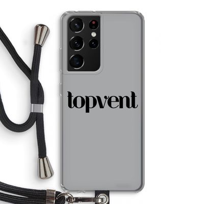 Topvent Grijs Zwart: Samsung Galaxy S21 Ultra Transparant Hoesje met koord