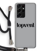 Topvent Grijs Zwart: Samsung Galaxy S21 Ultra Transparant Hoesje met koord