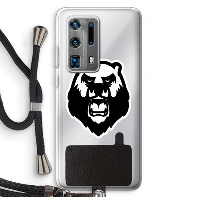 Angry Bear (white): Huawei P40 Pro Plus Transparant Hoesje met koord