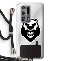 Angry Bear (white): Huawei P40 Pro Plus Transparant Hoesje met koord