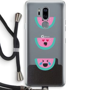 Smiley watermeloen: LG G7 Thinq Transparant Hoesje met koord