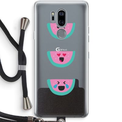 Smiley watermeloen: LG G7 Thinq Transparant Hoesje met koord